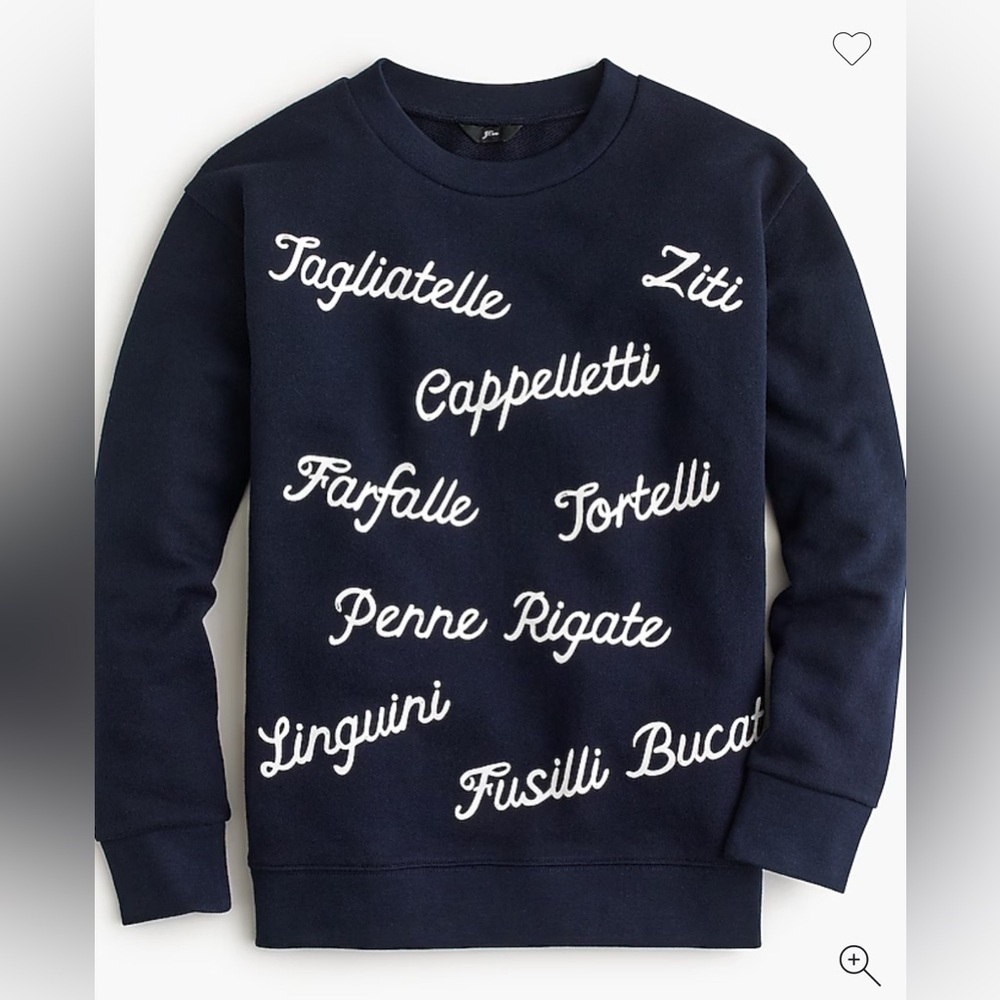 J.Crew Navy Pasta Graphic Crewneck Sweatshirt Size M